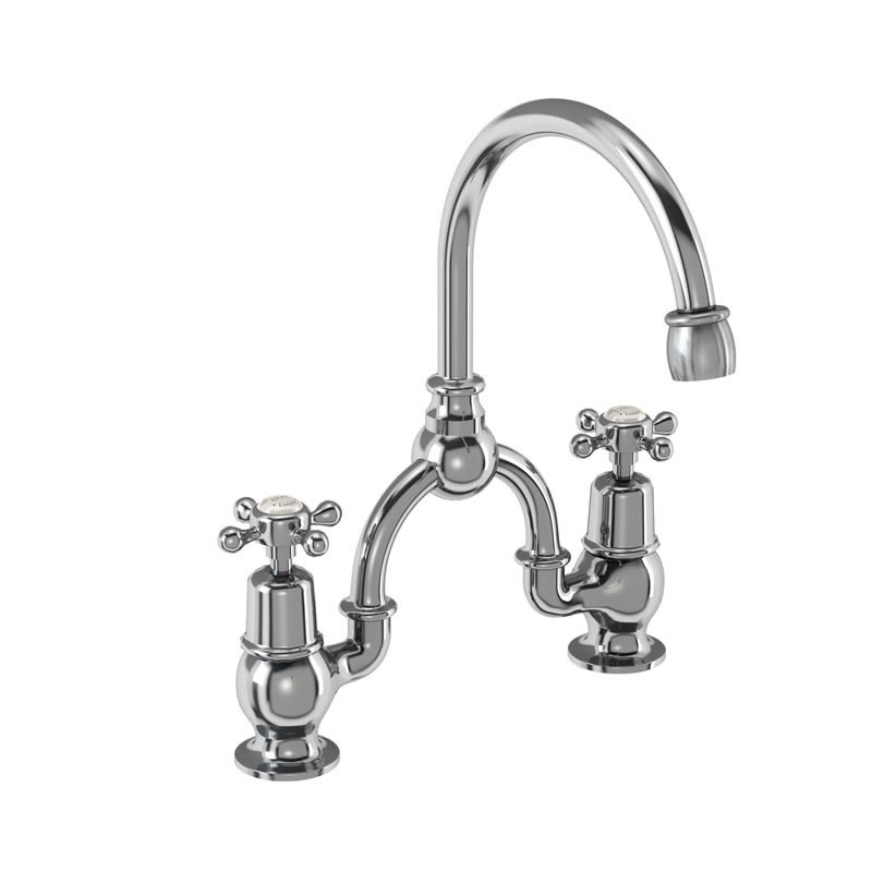Claremont Medici 2 tap hole arch mixer with curved spout  (200mm centres)